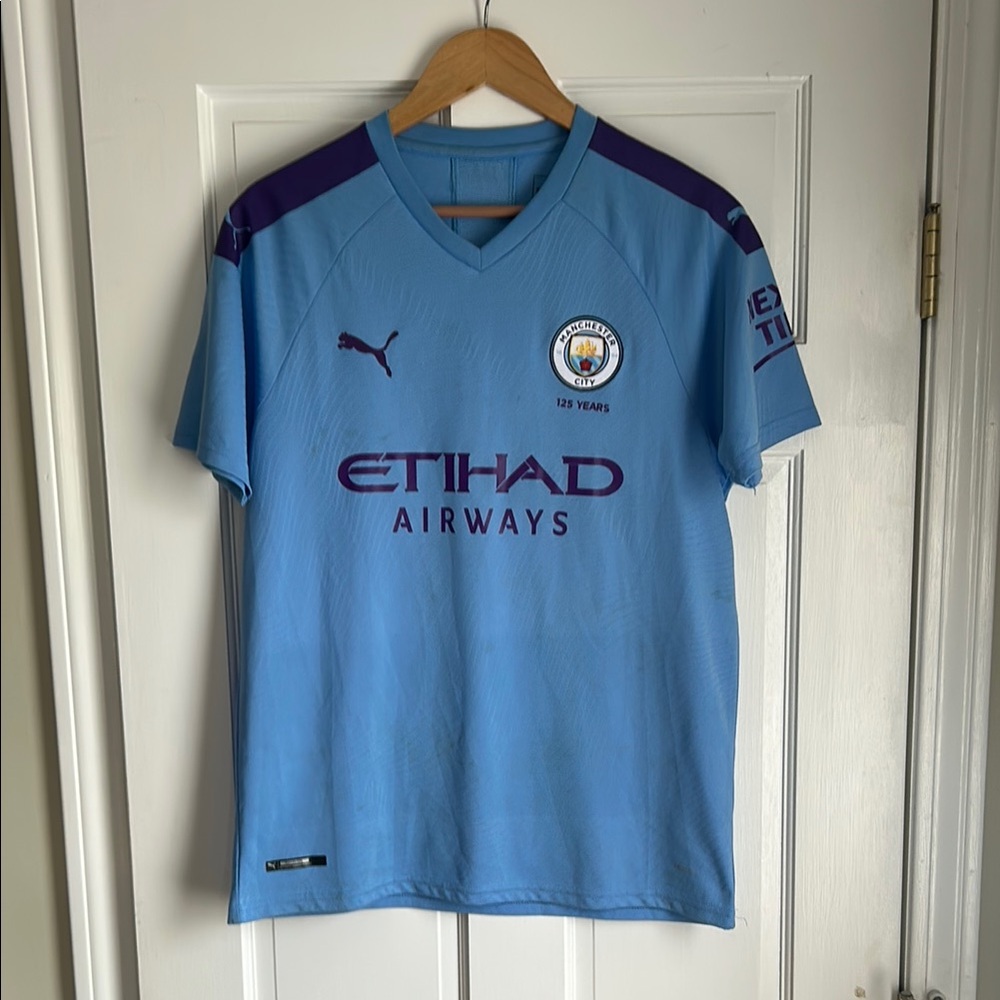 Puma Manchester City Sky Blue and Purple Jersey Men’s Medium